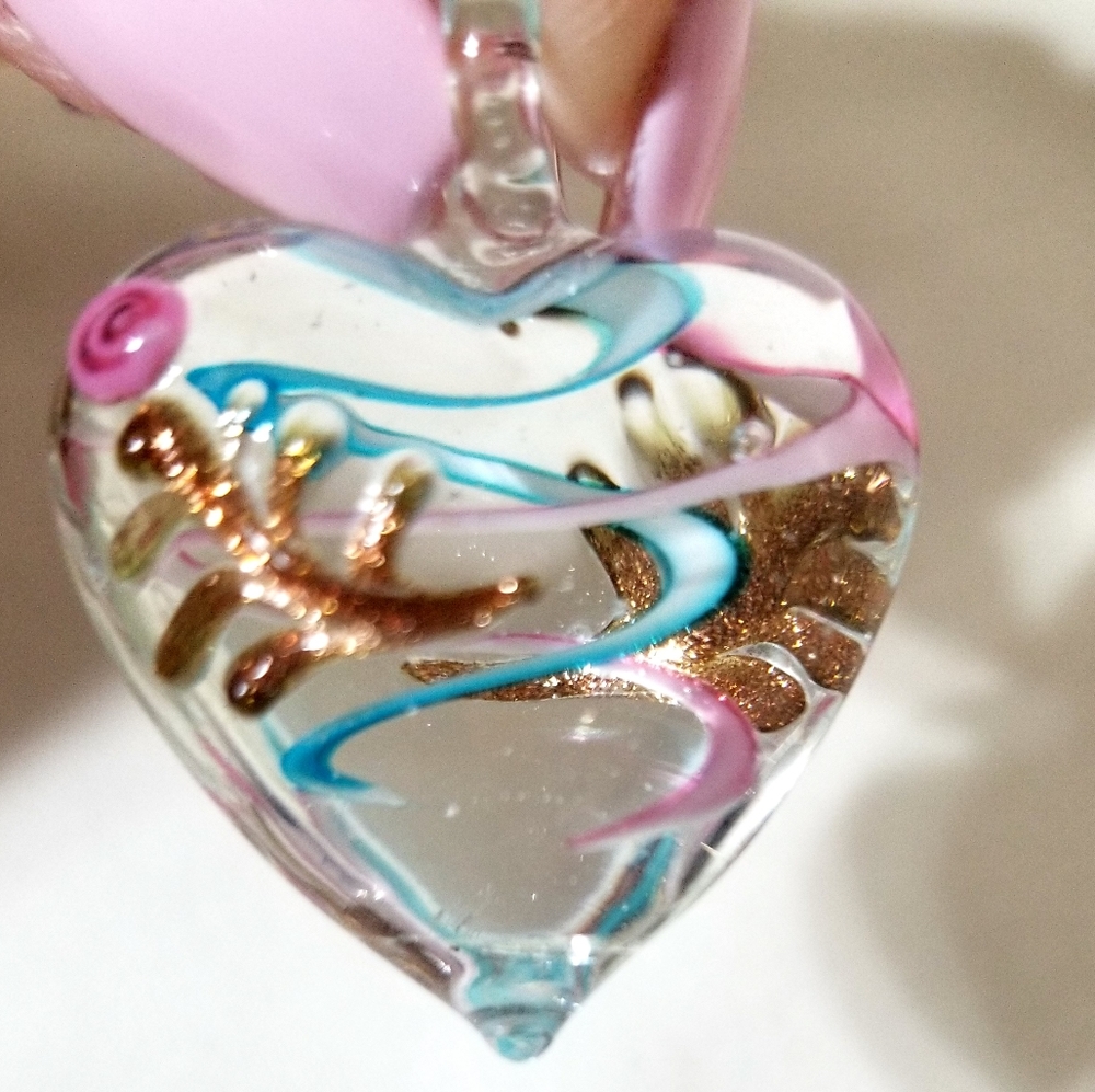 3D rose swirl glass pendant